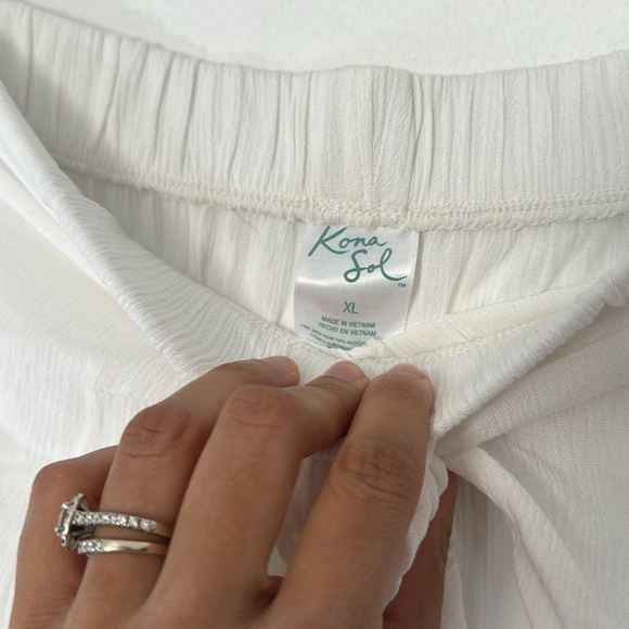 NEW Kona Sol Swim Tie Front Cover Up Pants Side Split White Size XL - Picture 8 of 16